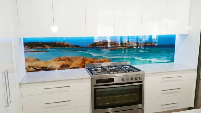 custom printed glass splashback