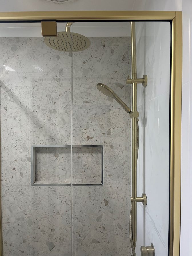 semi frameless shower screen gold frame