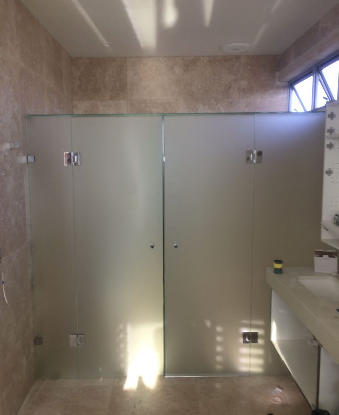 acid etched frameless shower screen