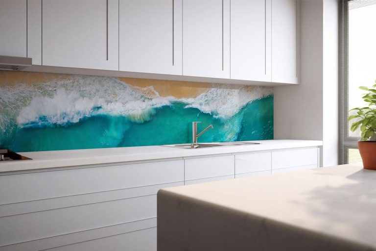 digitally printed glass kitchen splashback